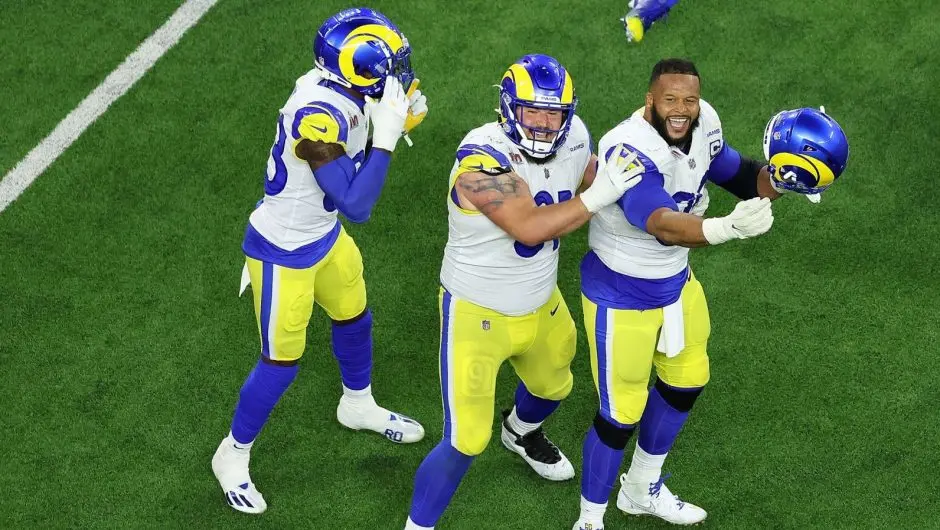 Celebración de los jugadores de los Rams
