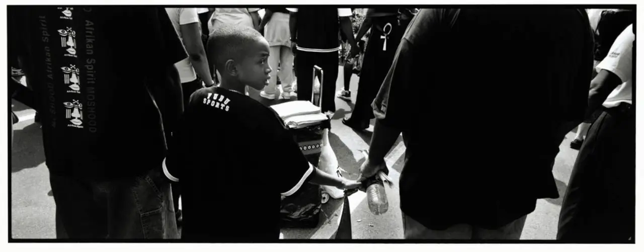 USA. New York City. 1999. Participants at the second Million Youth March in Harlem.