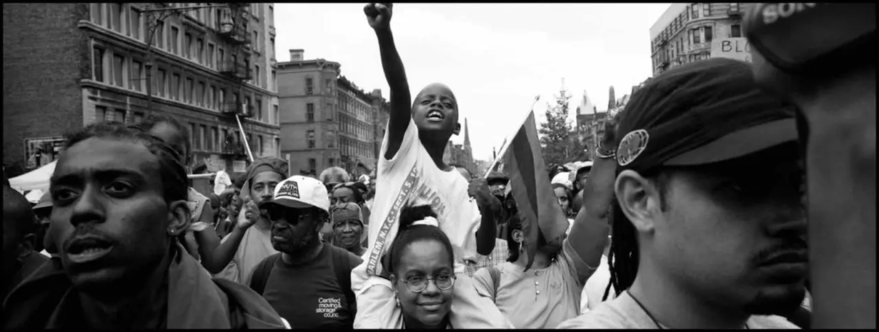USA. New York City. 1999. Participants at the second Million Youth March in Harlem.