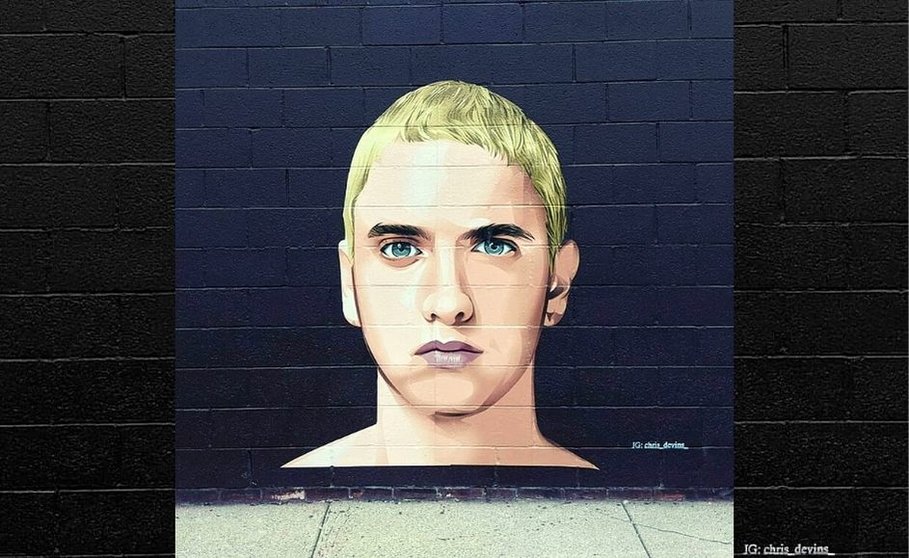 Mural de Eminem antes de ser destruido