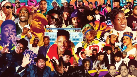 Fotomontaje con artistas famosos del hip hop