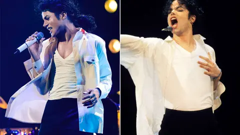 Jaafar Jackson caracterizado como Michael Jackson