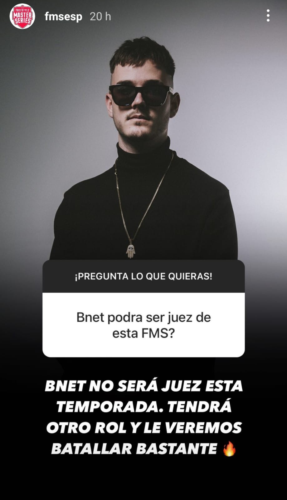 Respuesta dada a un fan en el ig oficial de FMS España