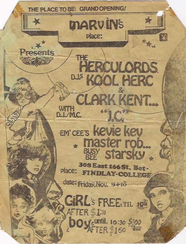 Cartel de una fiesta de Kool Herc