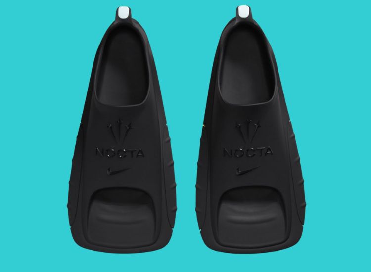 Vista frontal de las Nocta x Nike Slides